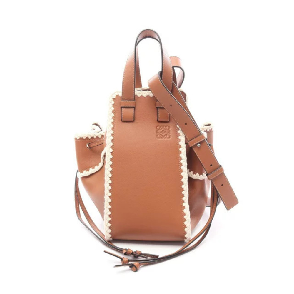 Loewe Hammock Crochet Handbag Leather Brown White